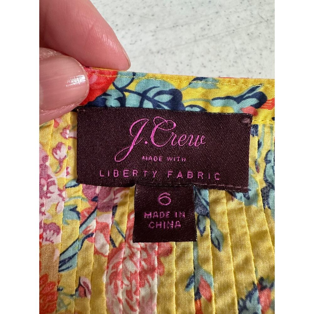 J Crew Liberty Fabric Magical Bouquet Popover Top Size 6 Yellow Floral A16 - Picture 5 of 7